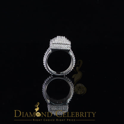 DiamondCelebritees 925 Silver White 8.50ct Cubic Zirconia Wide Square Womens Engagement Ring SZ 7.5