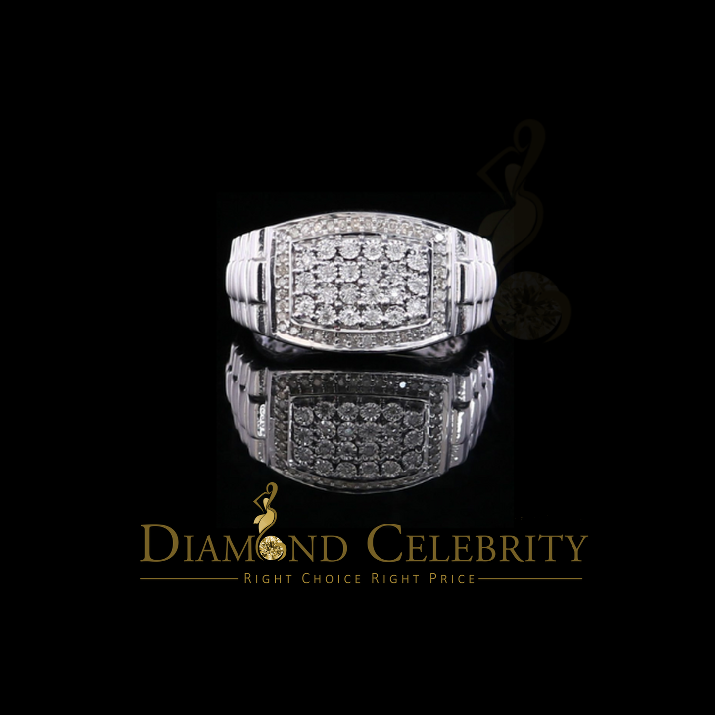 DiamondCelebritees 0.25 CT Real Diamond 925 Sterling White Silver With Fashion Men's Ring Size 10