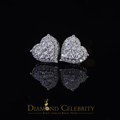 DiamondCelebritees  925 White Sterling Silver 2.68ct Cubic Zirconia Heart Women's Stud Earrings