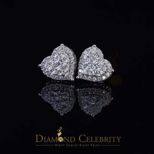 DiamondCelebritees  925 White Sterling Silver 2.68ct Cubic Zirconia Heart Women's Stud Earrings