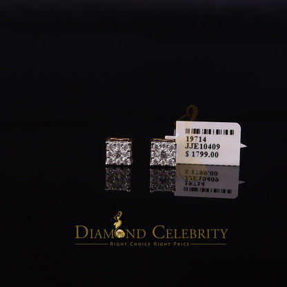 DiamondCelebritees Real Moissanite Stud Square Earrings 10k Real Yellow Gold 1.00ct VVS 'D' Color