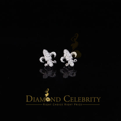 DiamondCelebritees  White 0.35ct Cubic Zirconia 925 Silver Men's & Women's Fleur de Lis Earrings