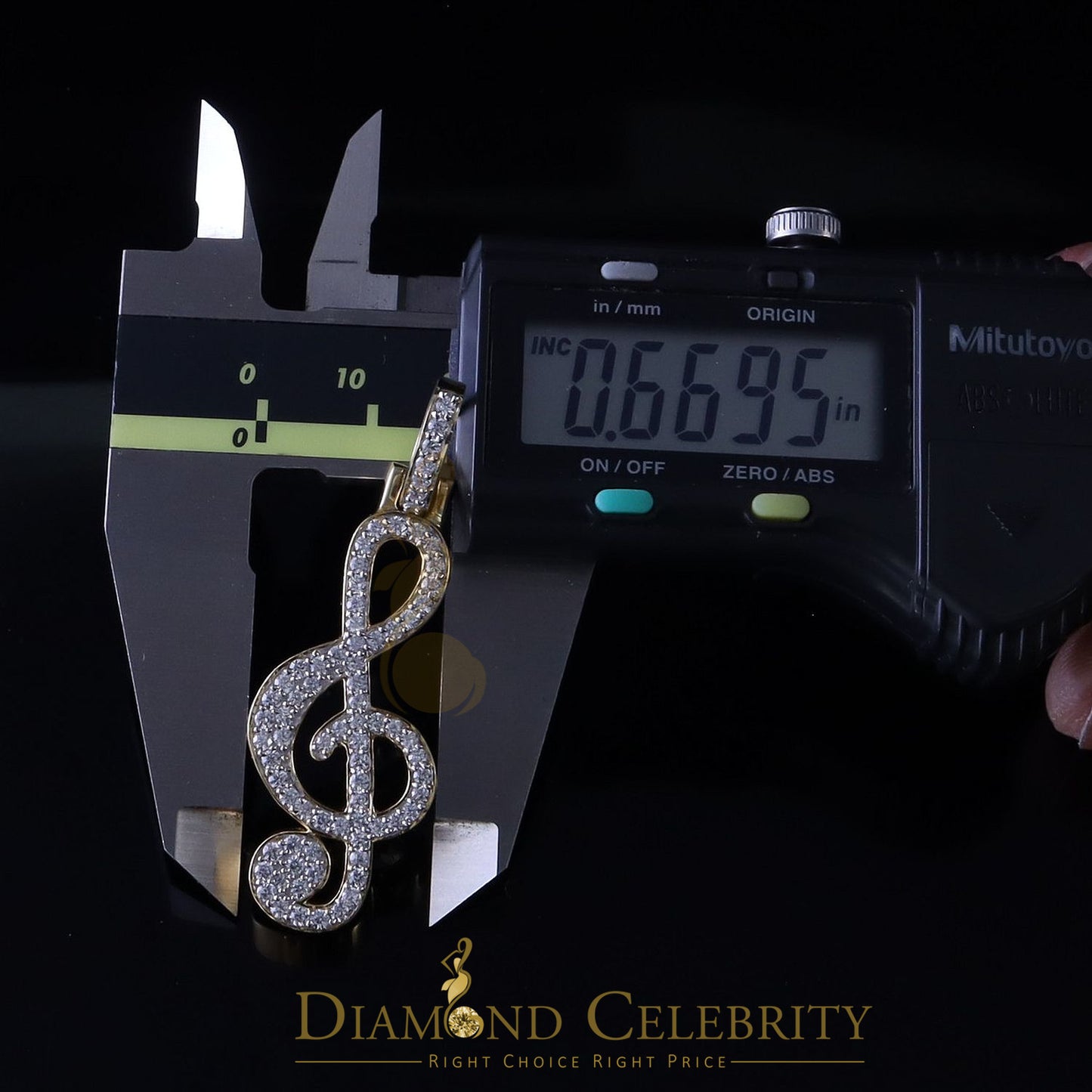 DiamondCelebritees Promise 925 Yellow Sterling Silver MUSIC SIGN Pendant with 2.34ct Cubic Zirconia