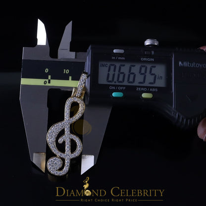 DiamondCelebritees Promise 925 Yellow Sterling Silver MUSIC SIGN Pendant with 2.34ct Cubic Zirconia