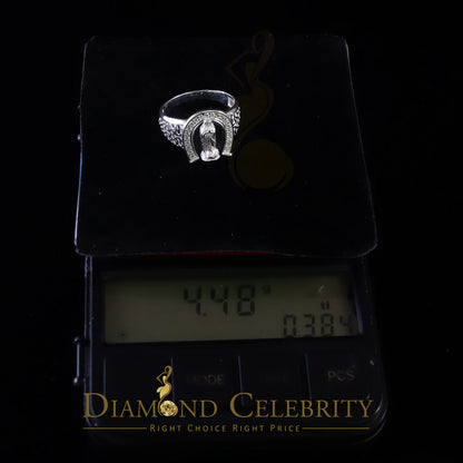 DiamondCelebritees White Virgin Merry CZ 925 Sterling Silver Horse Shoe Shape Women's Religious Ring SZ 8.5