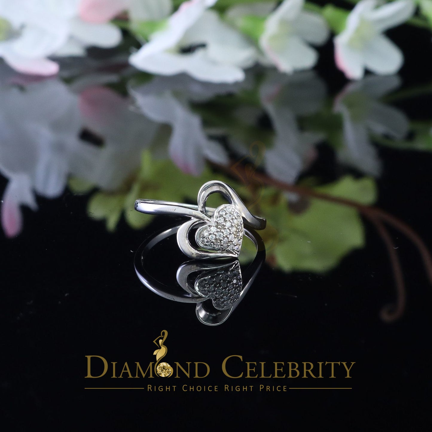 DiamondCelebritees 0.21 ct Cubic Zirconia 925 Sterling White Silver Heart Womens/Men's Ring Size 7