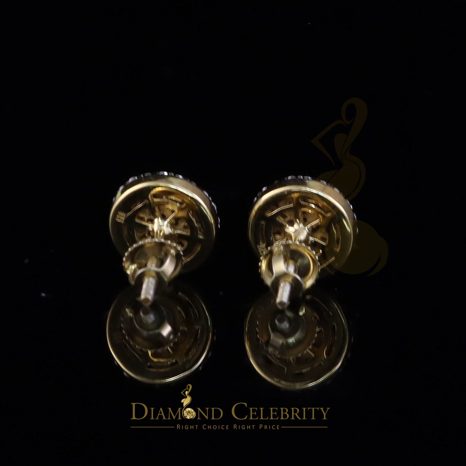 DiamondCelebritees Women's 925 Silver Yellow 0.66ct VVS 'D' Pink Moissanite Round Stud Earrings