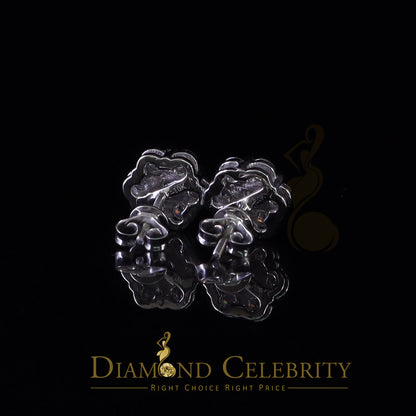 DiamondCelebritees Real Moissanite VVS 'D' Color 2.25 ct 10k Real White Gold Stud FLORAL Earrings