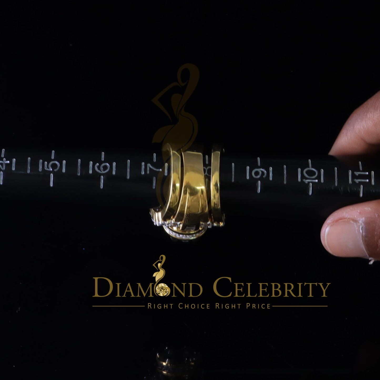 DiamondCelebritees Yellow Silver 14.00ct Cubic Zirconia Ring Multi Row Bridal Womens Ring Size 8