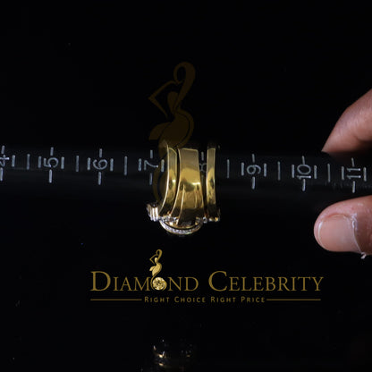 DiamondCelebritees Yellow Silver 14.00ct Cubic Zirconia Ring Multi Row Bridal Womens Ring Size 8