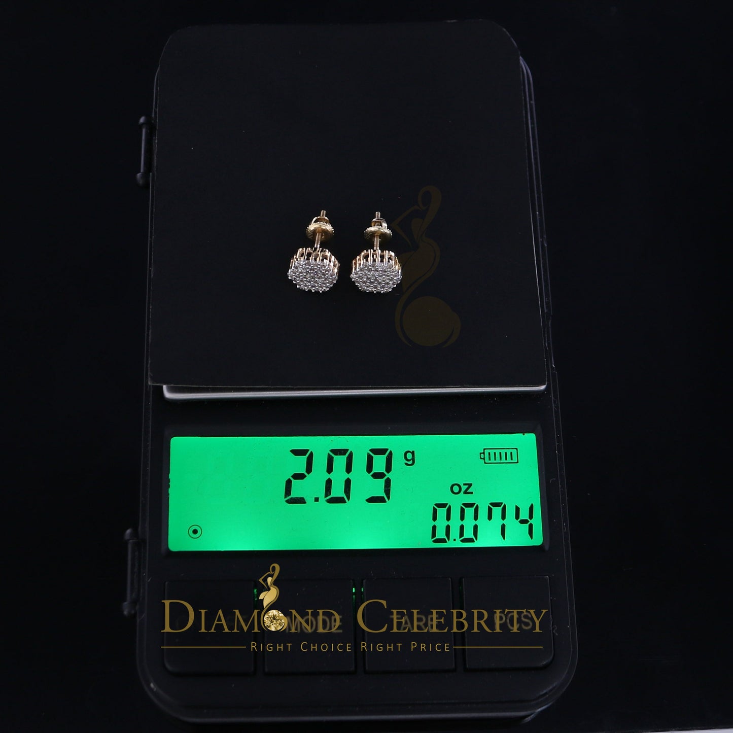 DiamondCelebritees Real Diamond 0.50CT 10K Real Yellow Gold Men's/Women's Stud Round Earring