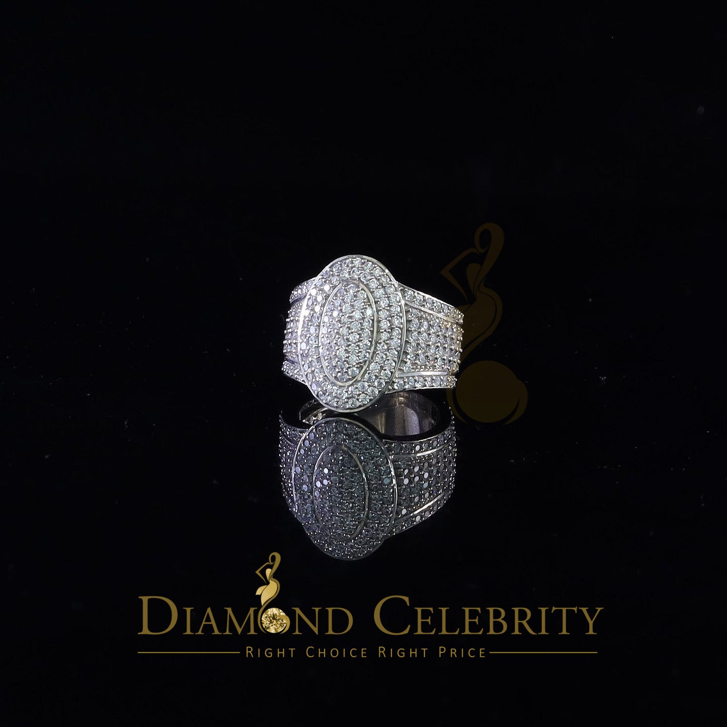 DiamondCelebritees 925 Silver White 7.50ct Cubic Zirconia Oval Engagement Men's Ring Size 9.5