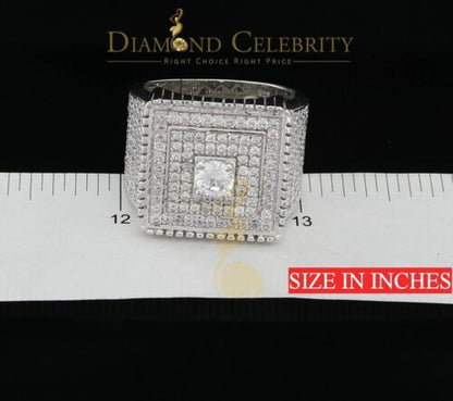 DiamondCelebritees Men's 6.25ct Cubic Zirconia White Silver Round Adjustable Ring From SZ 11 to 13