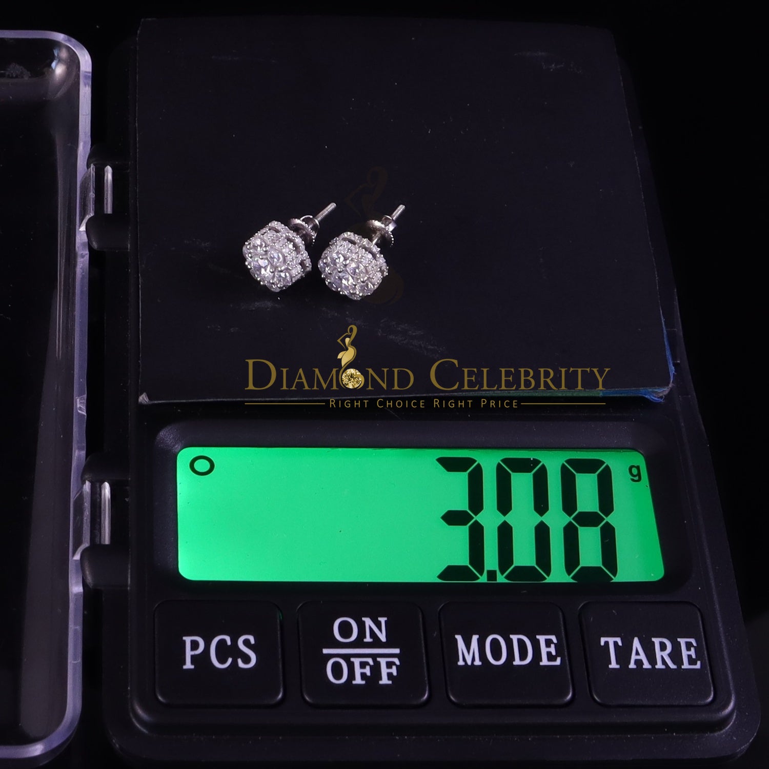 DiamondCelebritees  1.50ct Cubic Zirconia 925 White Silver Sterling Hip Hop Floral Women's Earrings