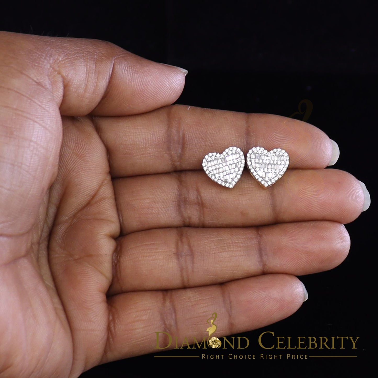 DiamondCelebritees  925 Yellow Sterling Silver 1.48ct Cubic Zirconia Men's & Women's Heart Earrings