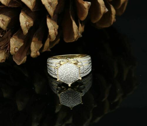 King Of Bling's 0.20 CT Real Diamond Womens 925 Sterling Silver Yellow Ring Cocktail Size 8