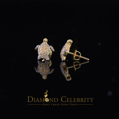 DiamondCelebritees  925 Sterling Yellow Silver 0.50ct Cubic Zirconia Turtle Earring Women & Men's