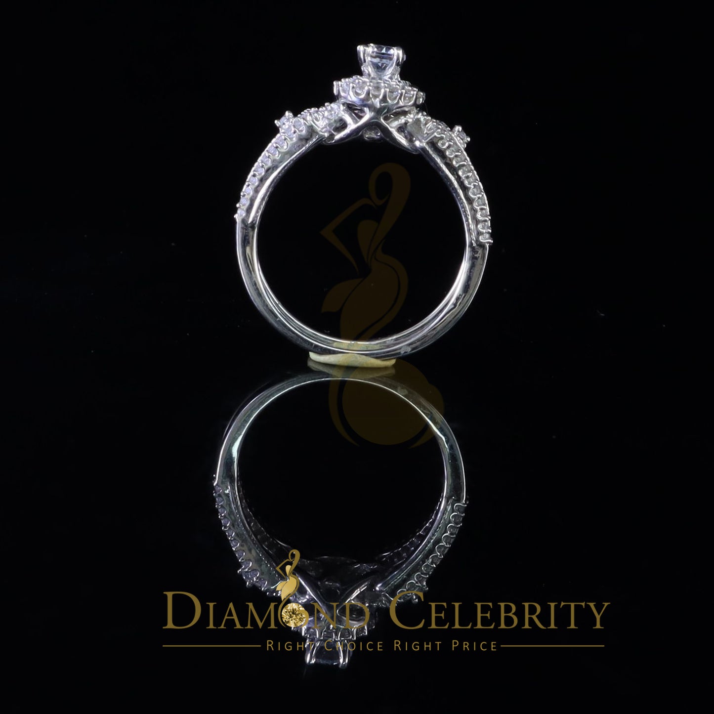 DiamondCelebritees 1.59ct Cubic Zirconia White Sterling Silver Men's/ Women 2PC Bridal Rings Size 7