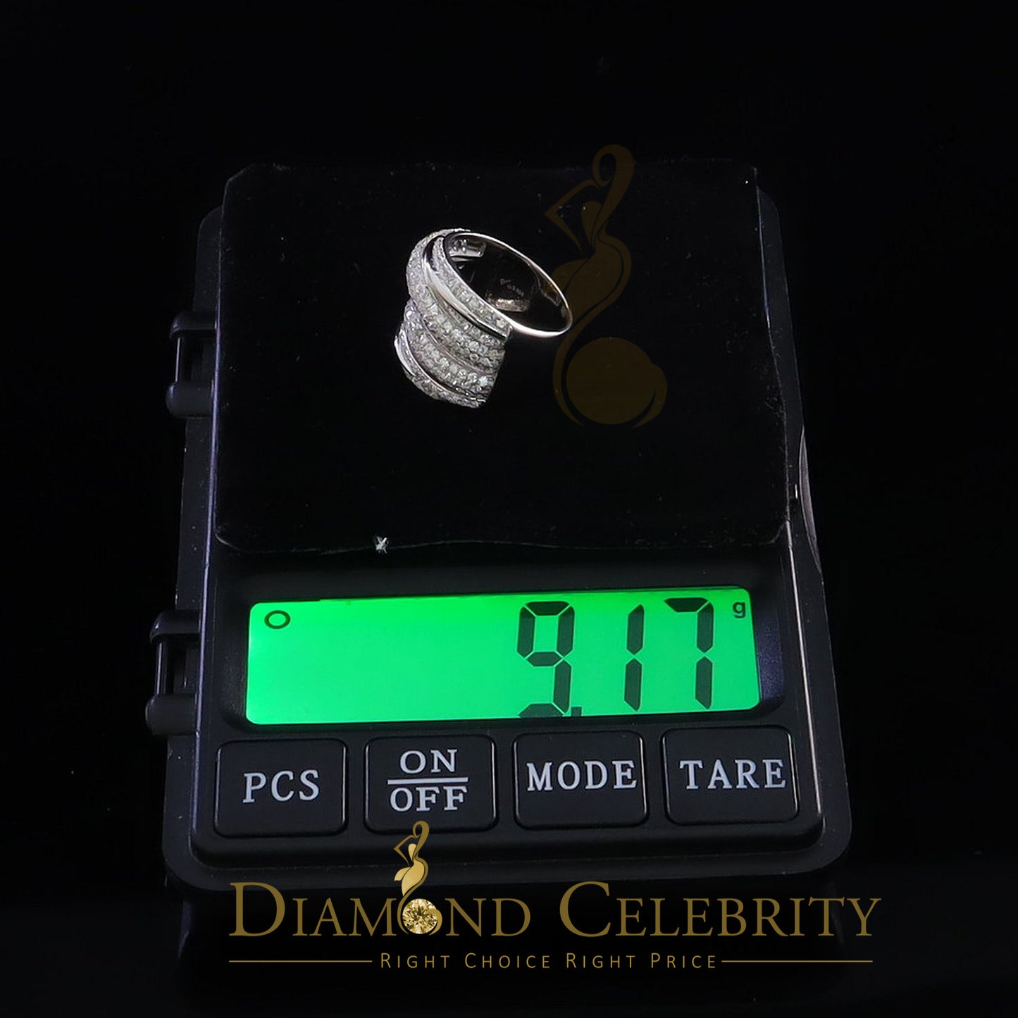 DiamondCelebritees 925 White Sterling Silver 2.50ct Multi -Rows Cubic Zirconia Women's Ring Size 7