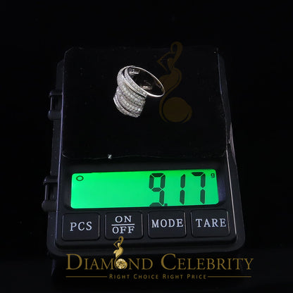 DiamondCelebritees 925 White Sterling Silver 2.50ct Multi -Rows Cubic Zirconia Women's Ring Size 7