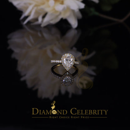 King Of Blings  10K Yellow Gold 2.50CT 'VVS' 'FL' D clr Pear Cut Moissonite Womens Ring Size 7