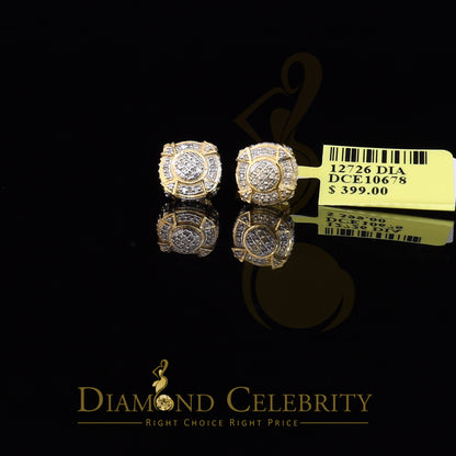 DiamondCelebritees  Aretes Para Hombre Silver 0.25ct Diamond For Ladies / Gent's Yellow Stud Earring
