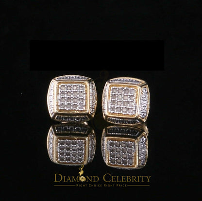 DiamondCelebritees 0.10ct Diamond Stud Earrings For Women Yellow 925 Sterling Silver Stud For unisex