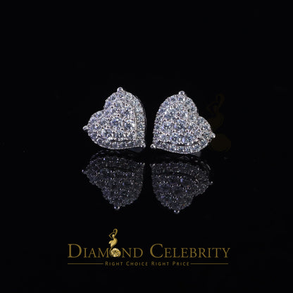 DiamondCelebritees  925 Sterling White Silver 1.64ct Cubic Zirconia Heart Women's Stud Earrings