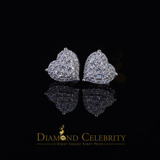 DiamondCelebritees  925 Sterling White Silver 1.64ct Cubic Zirconia Heart Women's Stud Earrings