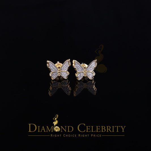 DiamondCelebritees  Women's 0.34ct Cubic Zirconia Butterfly Stud Earrings Yellow 925 Sterling Silver