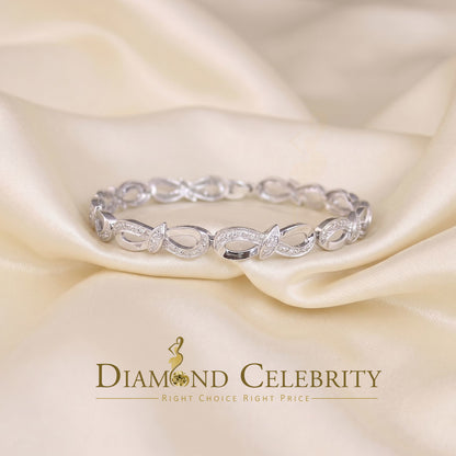 Diamondcelebritees 925 Sterling Silver Infinity Style 0.15CT Real Diamond Bracelet Size 7.5 Inch