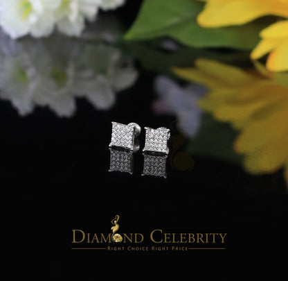 DiamondCelebritees  White 925 Silver Screw Back 0.50ct Cubic Zirconia Square Women Stud Earrings