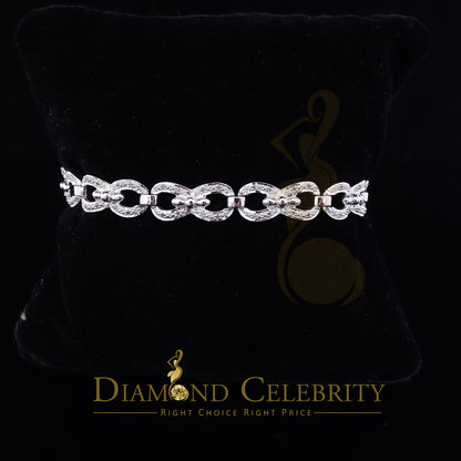 Diamondcelebritees 925 Sterling Silver White 0.20CT Real Diamonds Fancy Style Bracelete Size 7''