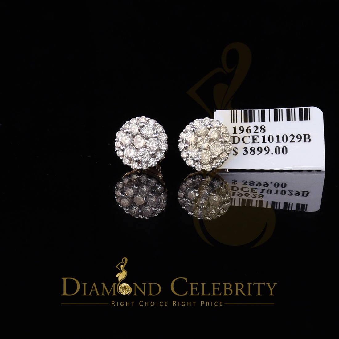 DiamondCelebritees 10K Real Yellow Gold w/Real 1.33 CT Diamond Men's/Women's Stud Earring