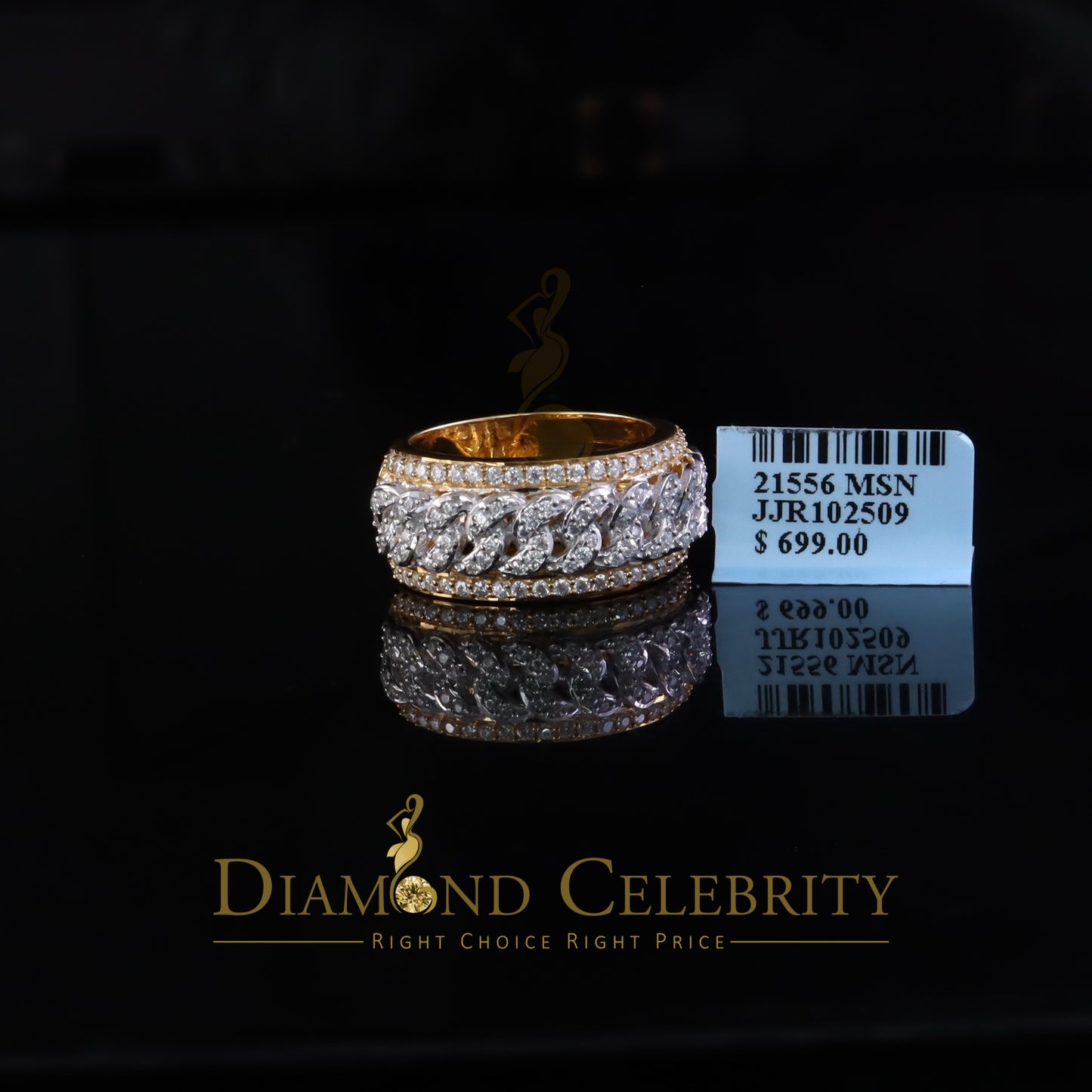 DiamondCelebritees 1.50ct VVS 'D' Silver Yellow For Men's & Women's Band Moissanite Ring Size 8