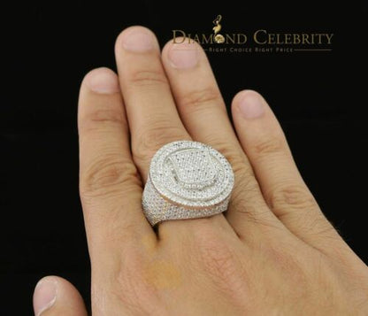 DiamondCelebritees White Sterling Silver11.50ct Cubic Zirconia Men's Adjustable Ring From SZ 9 to11