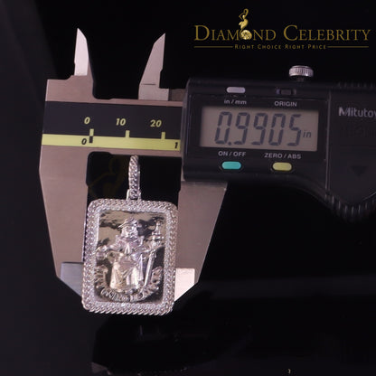 DiamondCelebritees Men's Square Santo Nino De Atocha 3D White '1'inch 925 Silver 0.66ct CZ Pendant