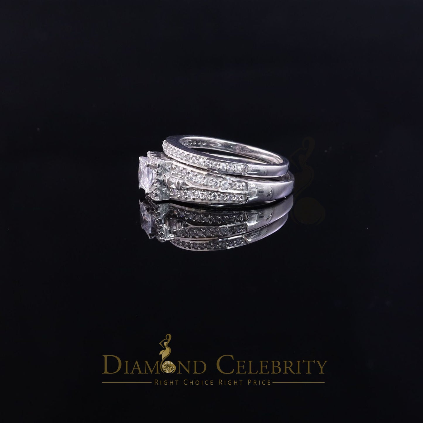 DiamondCelebritees White Sterling Silver Square Cubic Zirconia 1.11ct Womens Fashion Ring Size 7