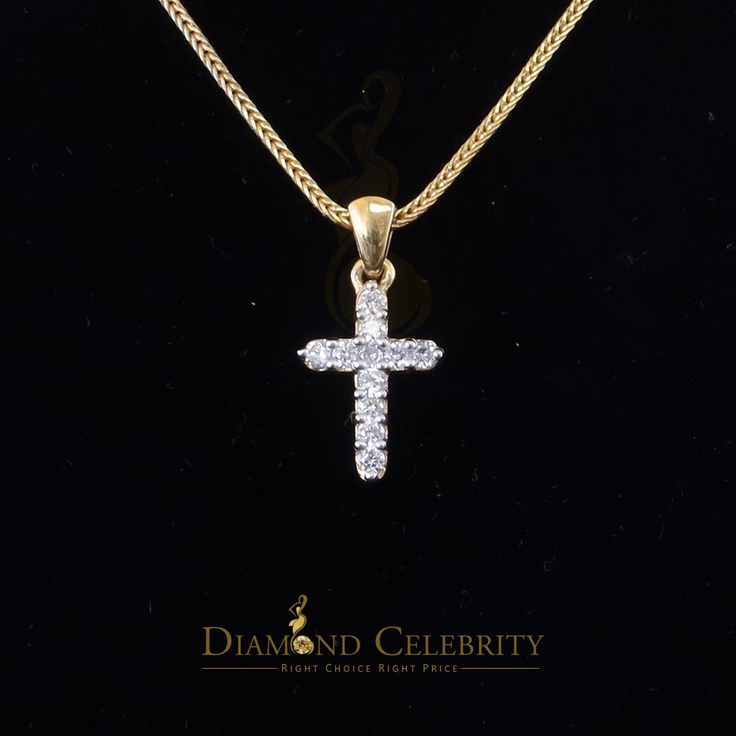 DiamondCelebritees Promising Fancy Yellow Sterling Silver Cross Pendant with 1.21ct Cubic Zirconia