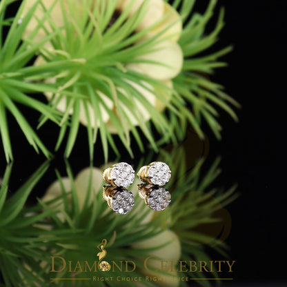 DiamondCelebritees0.50 CT Real Diamond with 10K Real Yellow Gold with Round Stud Earrings