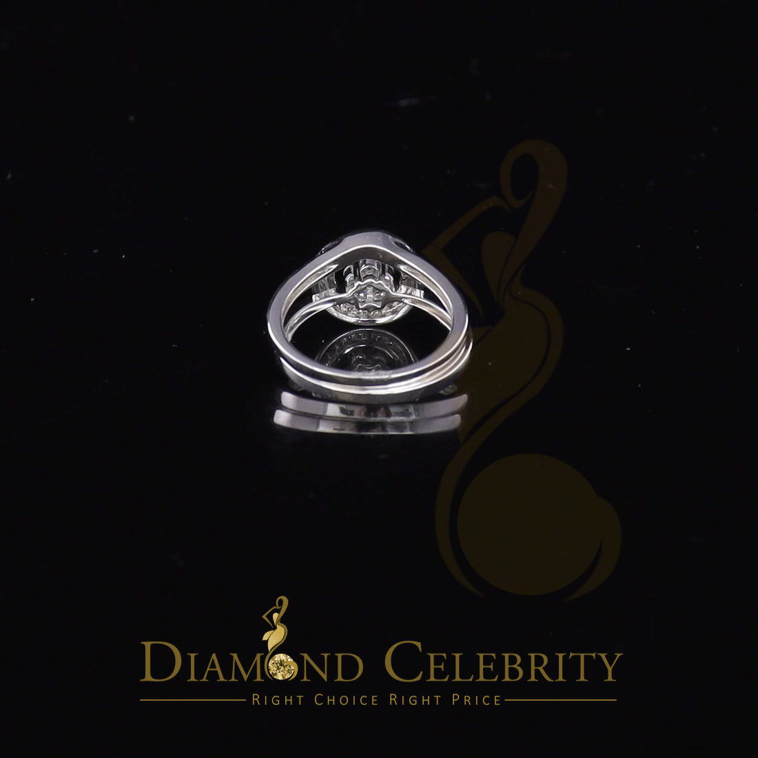 DiamondCelebritees 925 Sterling White Silver 0.45ct Cubic Zirconia Floral Bridal Womens Ring Size 6