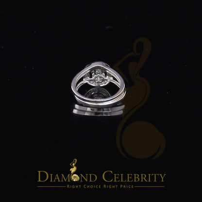 DiamondCelebritees 925 Sterling White Silver 0.45ct Cubic Zirconia Floral Bridal Womens Ring Size 6