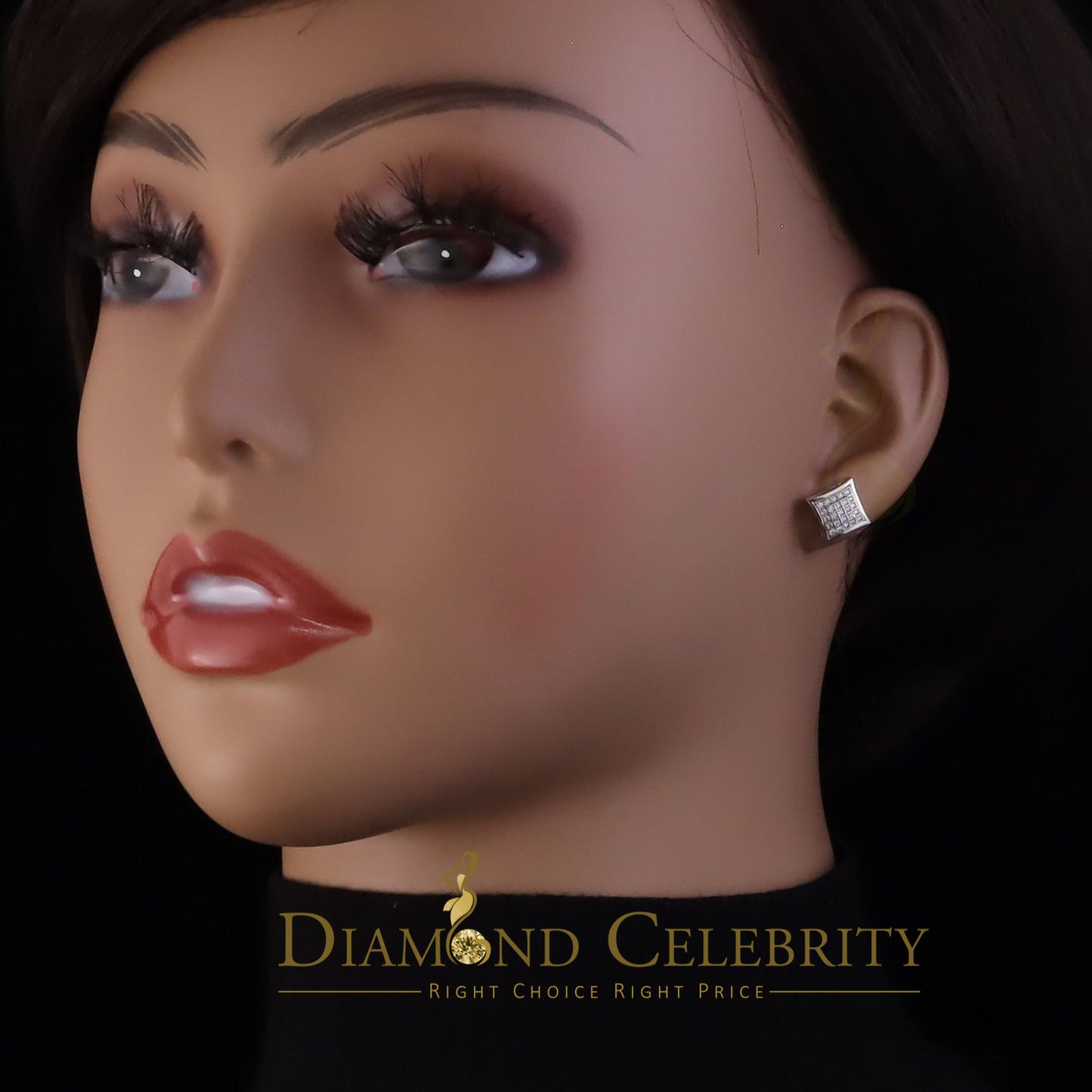DiamondCelebritees  925 White Sterling Silver 2.44ct Cubic Zirconia Women's Hip Hop Kite Earrings