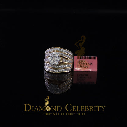 DiamondCelebritees Women's 6.00ct. Cubic Zirconia 925 Yellow Sterling Silver Floral Ring Size 8.5