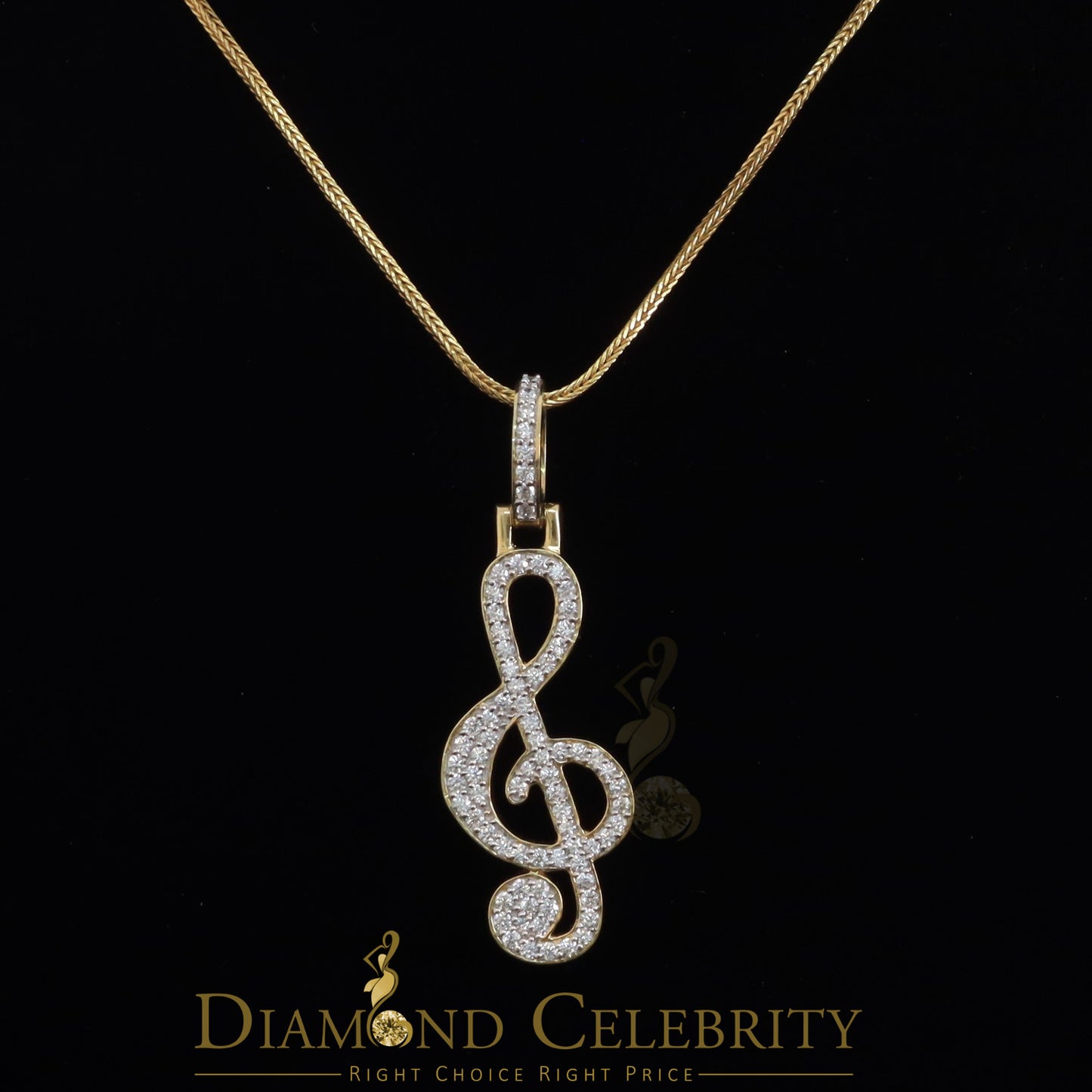 DiamondCelebritees Promise 925 Yellow Sterling Silver MUSIC SIGN Pendant with 2.34ct Cubic Zirconia