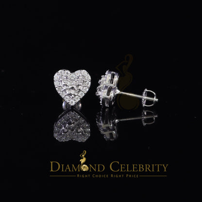 Diamondcelebritees 1.00ct Moissanite White 925 Sterling Silver Women's Heart Shape Nugget Earrings