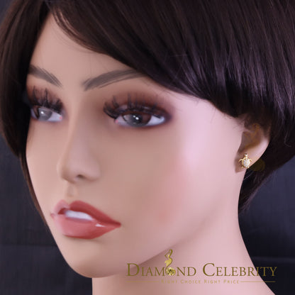 DiamondCelebritees  Women's 0.14ct Cubic Zirconia Turtle Stud Earrings Yellow 925 Sterling Silver