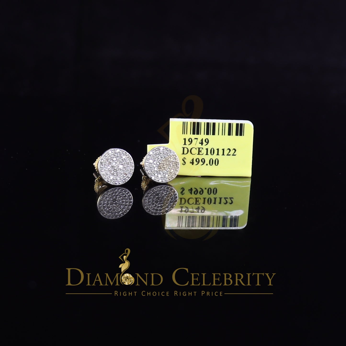DiamondCelebritees 925 Sterling Silver Yellow 0.25ct Diamond For Men's/Women's Stud Round Earrings