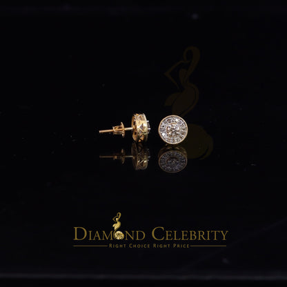 DiamondCelebritees Real 10k Yellow Gold Round Stud 0.50ct Earrings with Real Diamonds