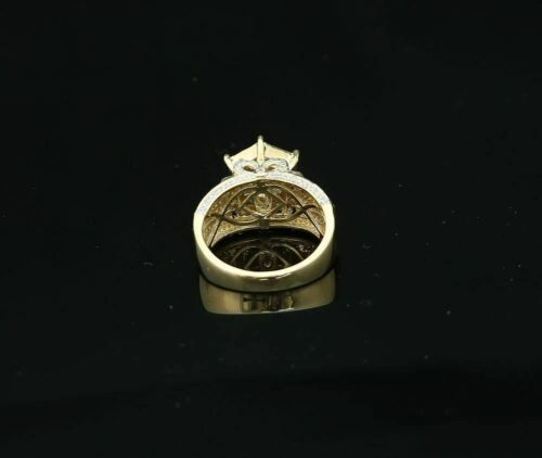 King Of Bling's 0.20 CT Real Diamond Womens 925 Sterling Silver Yellow Ring Cocktail Size 8